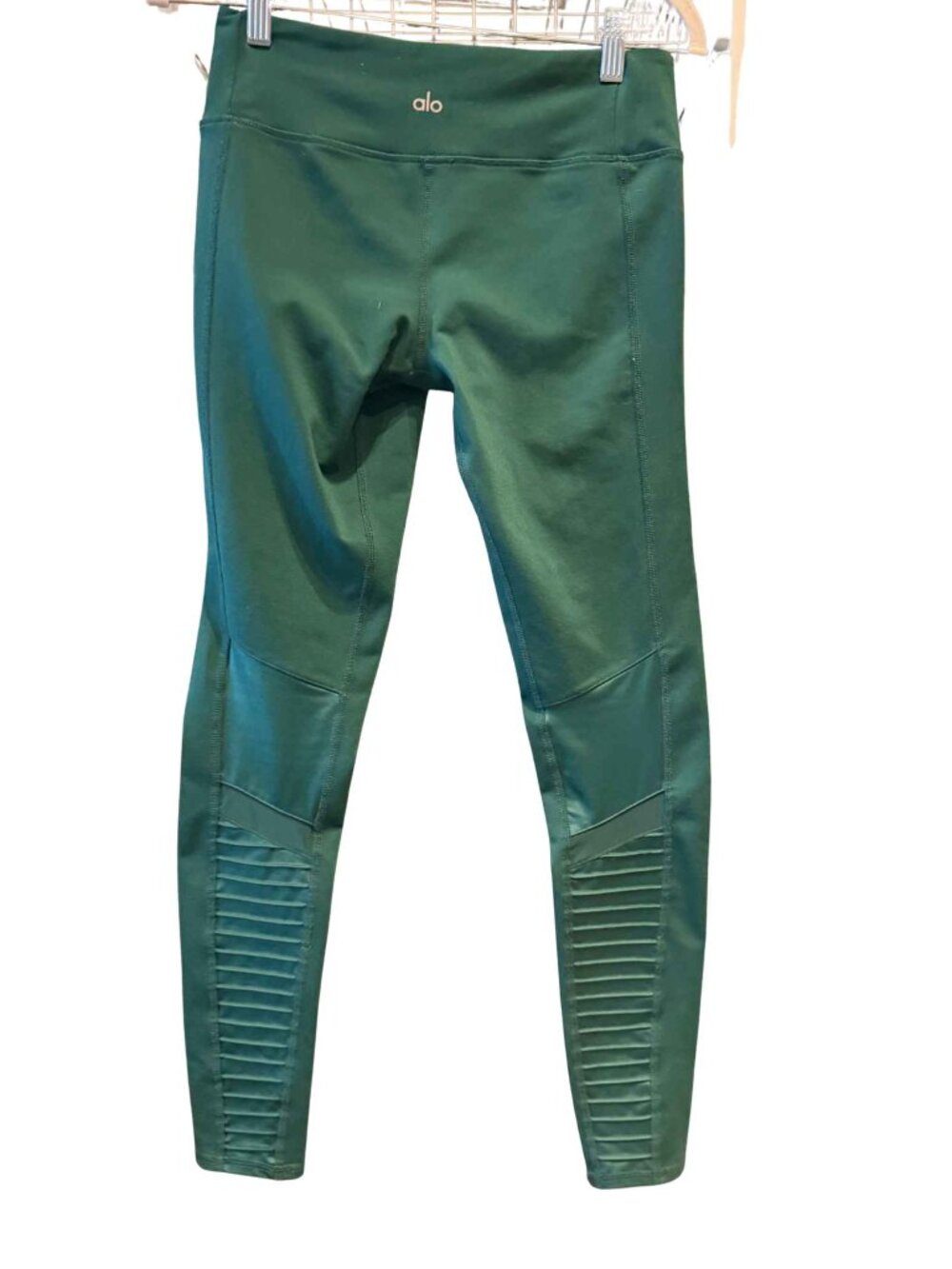 Alo Yoga Moto Leggings in Teal Green Size Small - Ribbed Quilted Panels